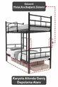 Koza Ranza Black Convertible Metal Bunk Bed Compatible with Mattress