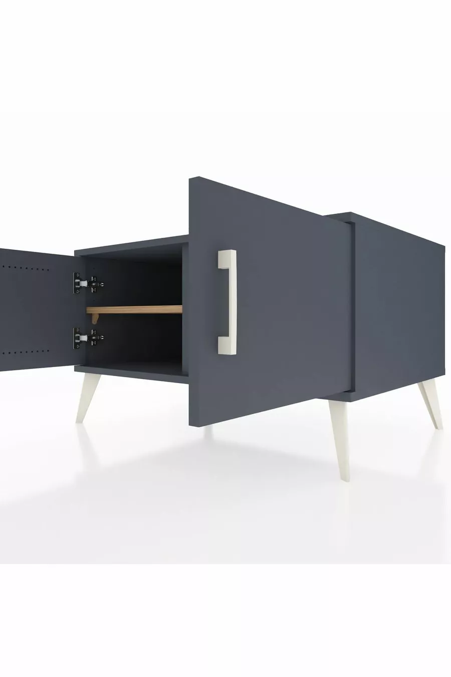 Commode Kronos 2 étagères 2 portes Anthracite-Anthracite/Sapin