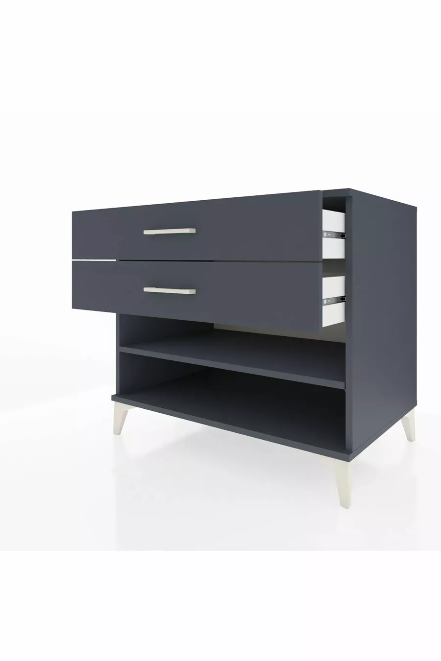 Commode Kronos à une étagère et deux tiroirs Anthracite-Anthracite