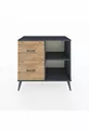 Commode Hyperion à une étagère et 2 tiroirs Anthracite-Anthracite/Sapin