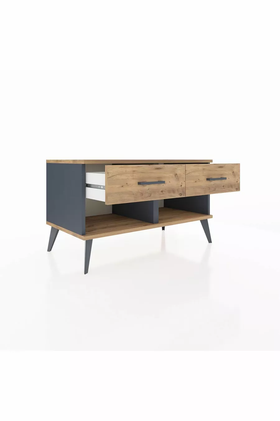 Commode Hyperion 2 tiroirs Anthracite-Sapin