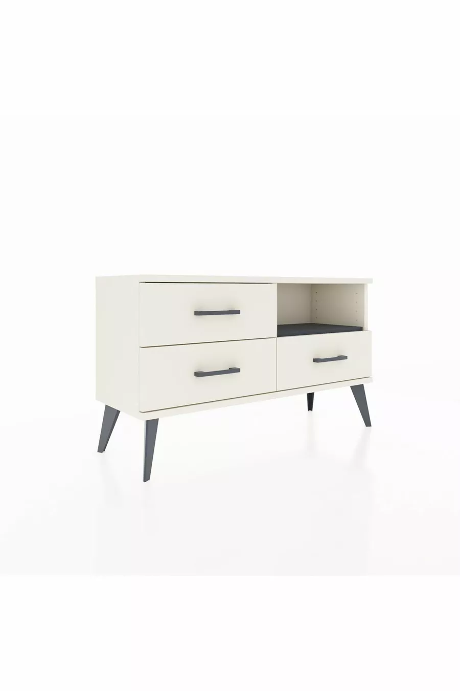 Commode Arges à une étagère et trois tiroirs, couleur quartz-anthracite/quartz