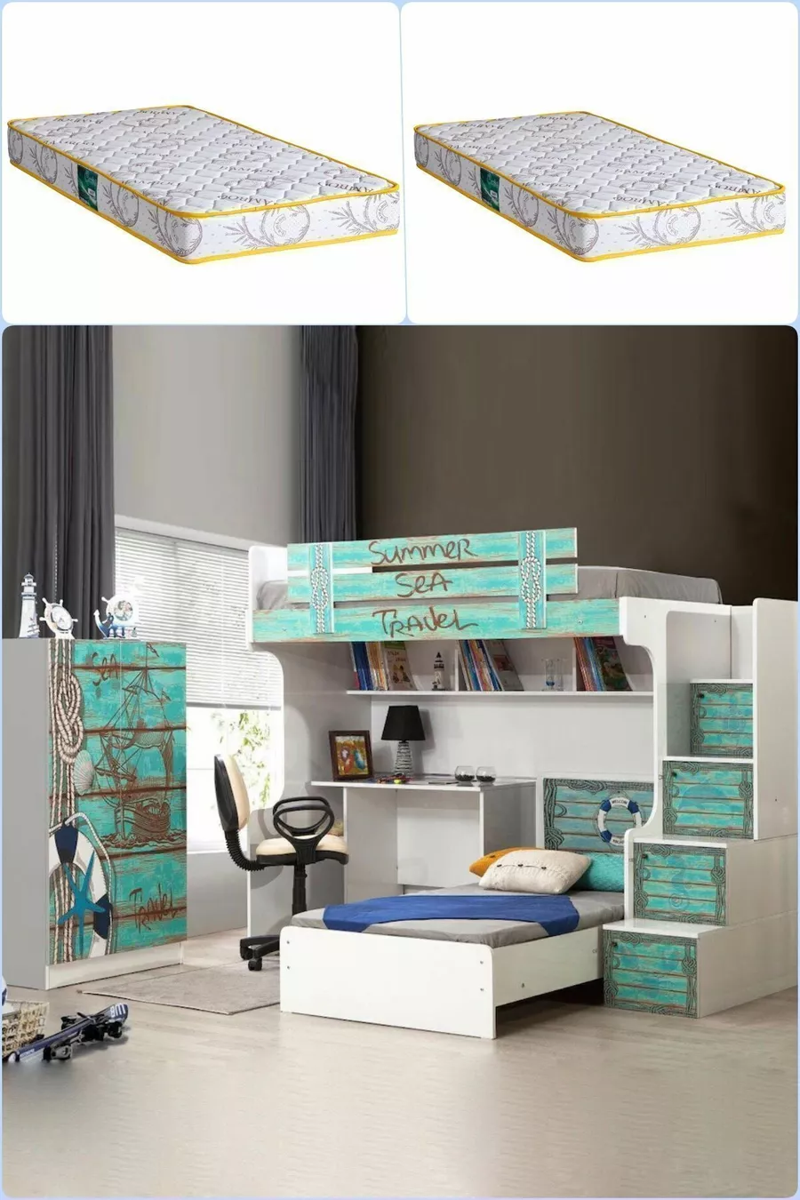 Ranza, Summer Ranza Stapelbed Tafel Kast 2 Stuks Comfortmatras