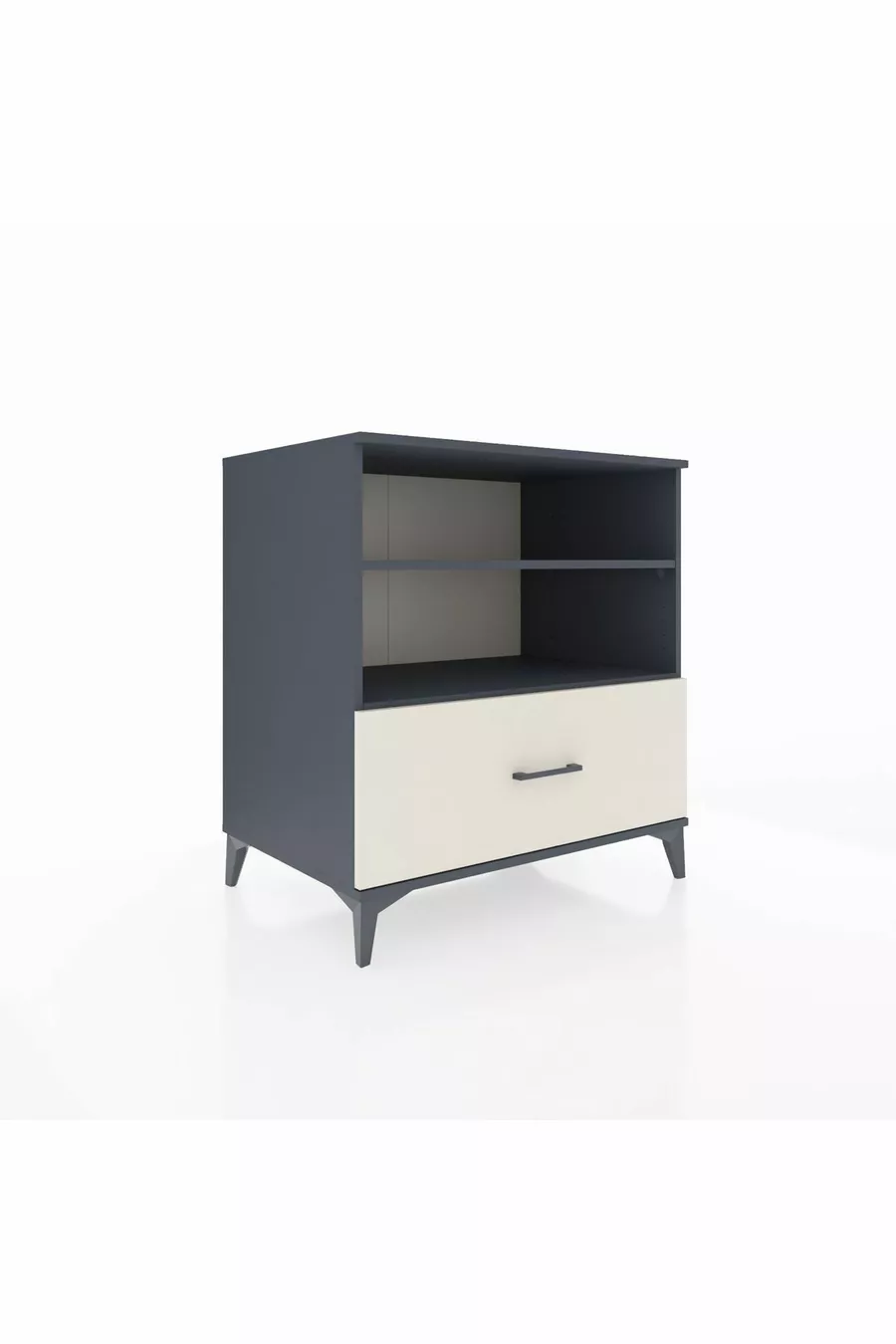 Commode Kronos avec 2 étagères et 1 tiroir Anthracite-Pierre de lune