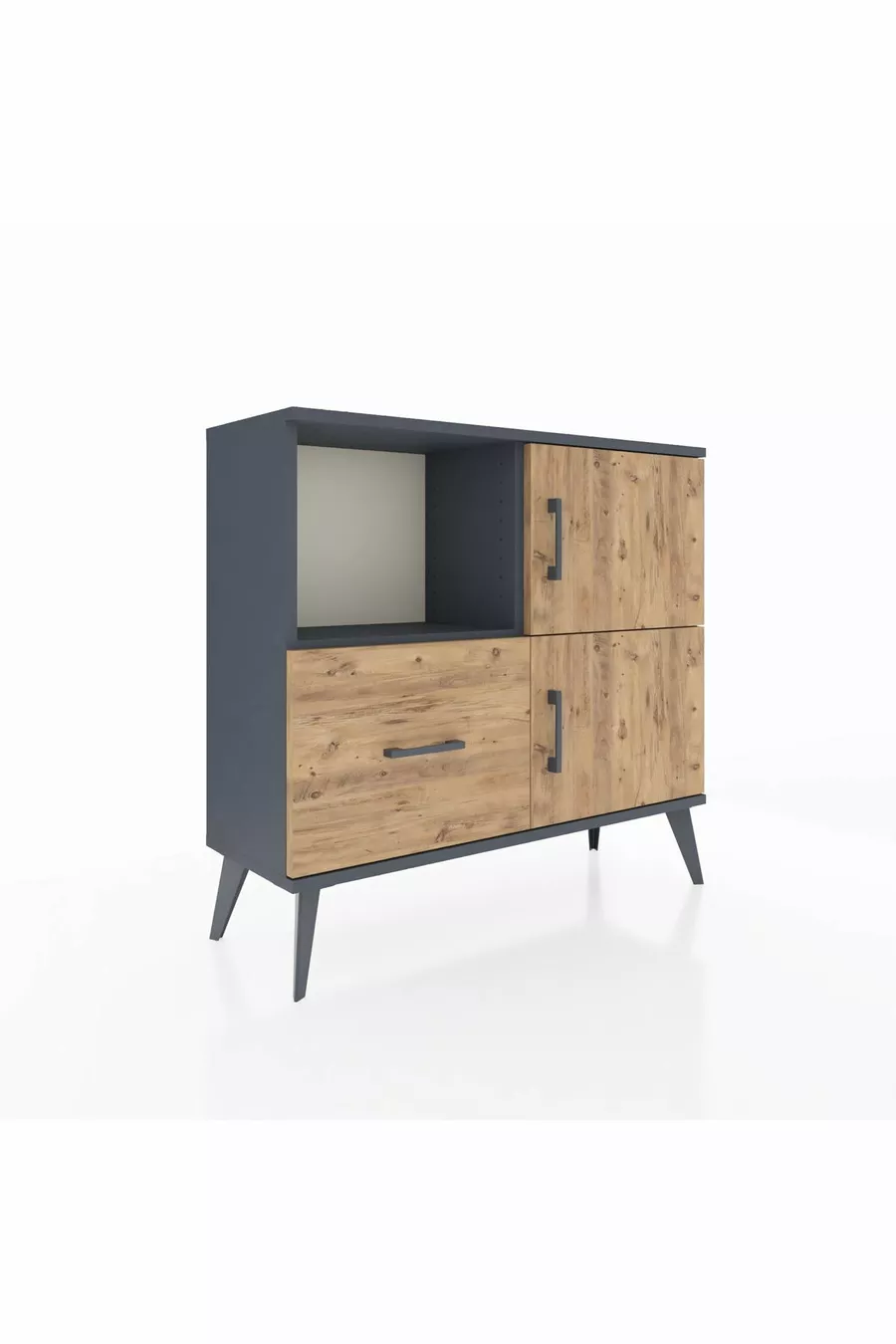 Arges Dresser 2 Shelves Single Drawer 2 Doors Anthracite-Pine