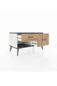 Commode Hyperion 2 tiroirs Pierre de lune-Anthracite/Sapin