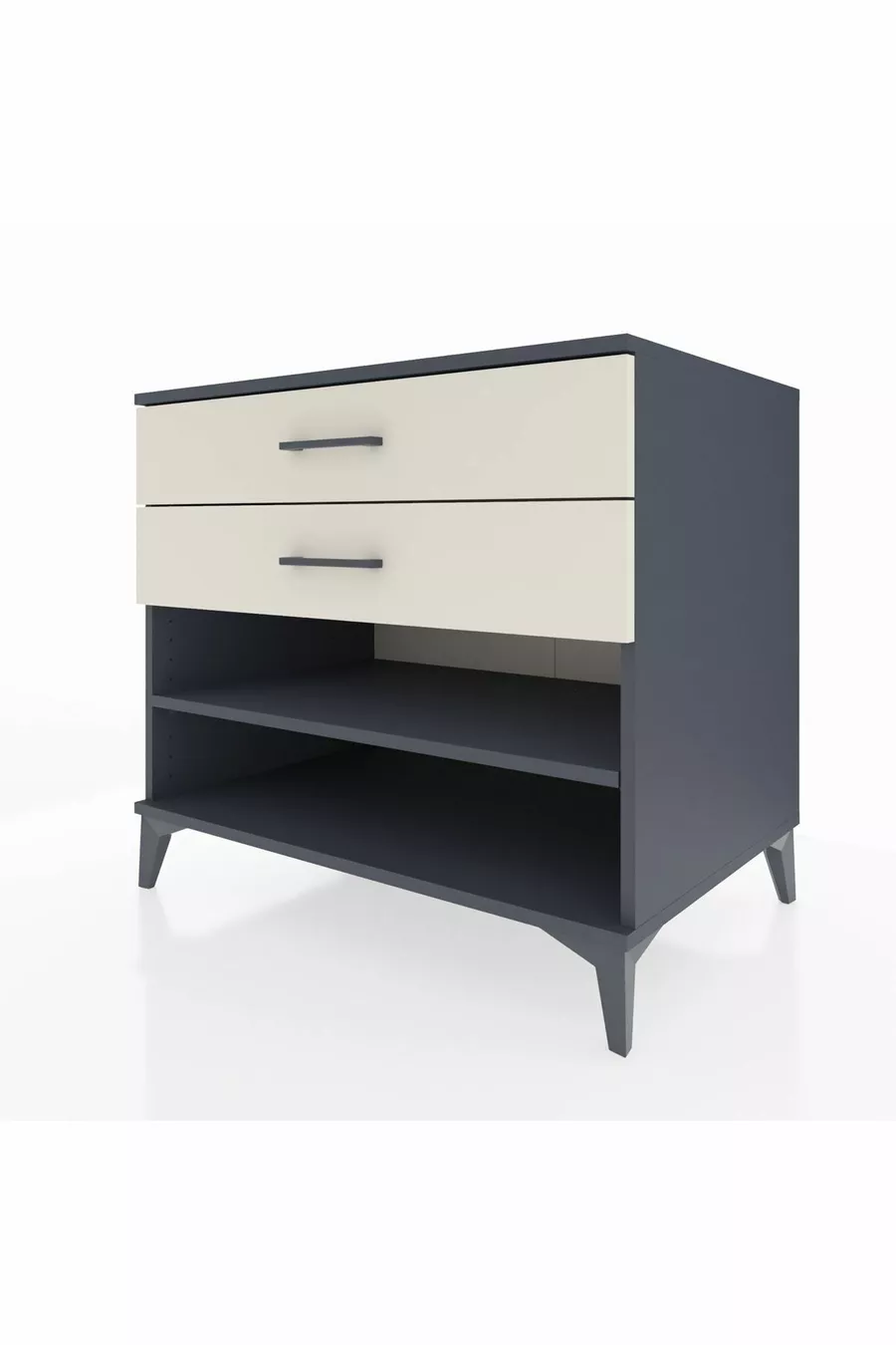 Commode Kronos avec une étagère et 2 tiroirs Anthracite-Pierre de Lune