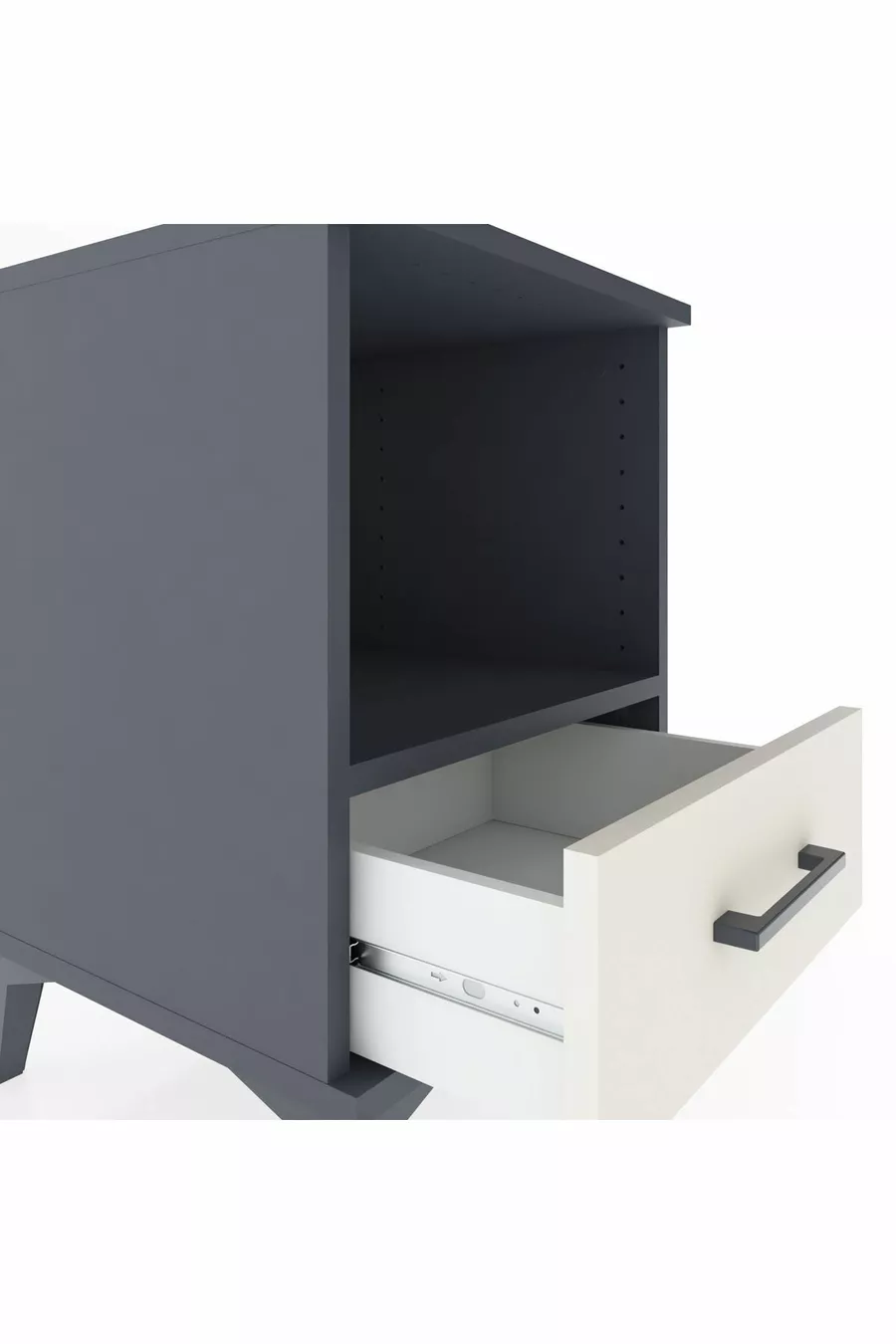 Table de chevet Hyperion avec une étagère et un tiroir, anthracite-ardoise