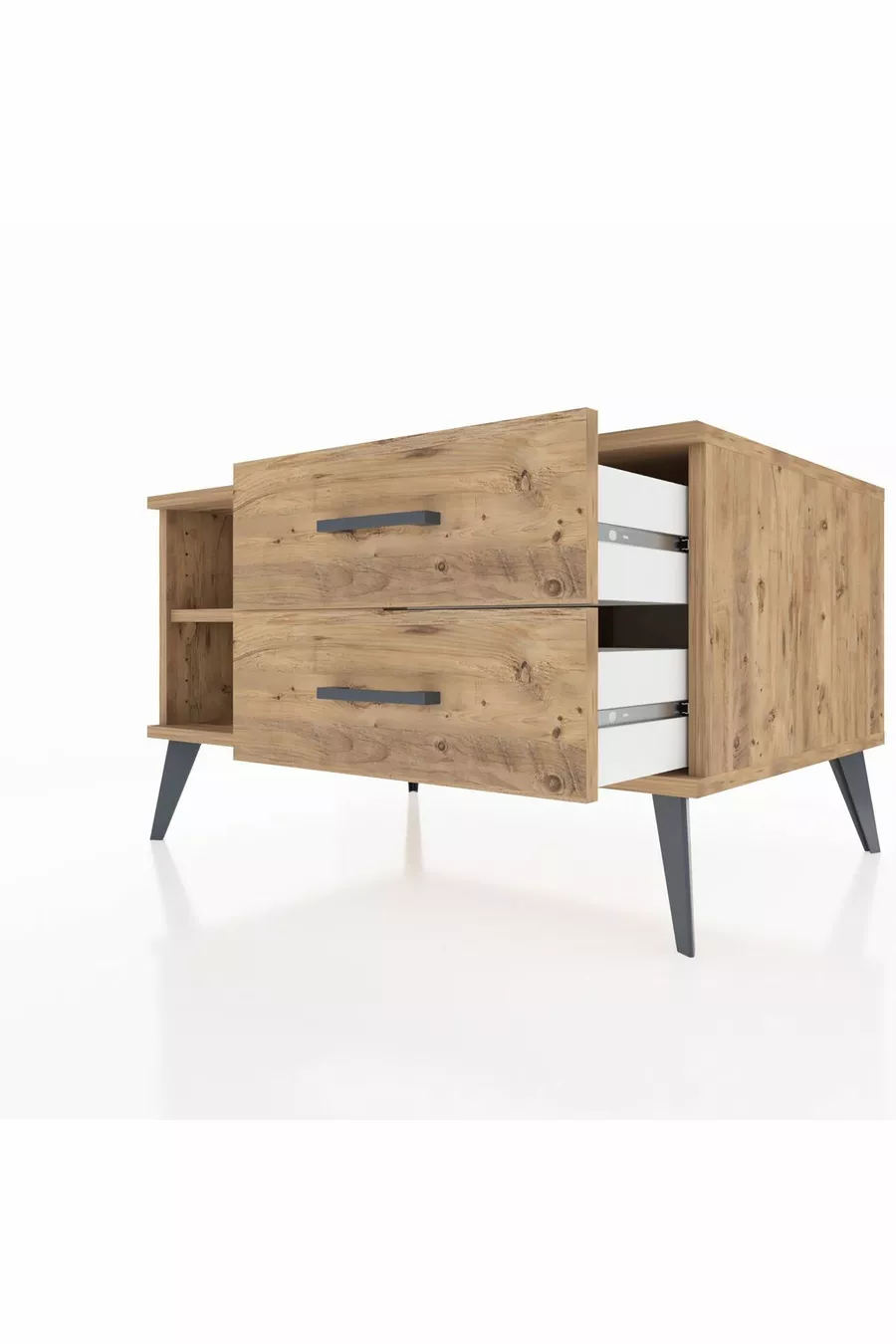 Commode Kronos à une étagère et 2 tiroirs en pin-pin