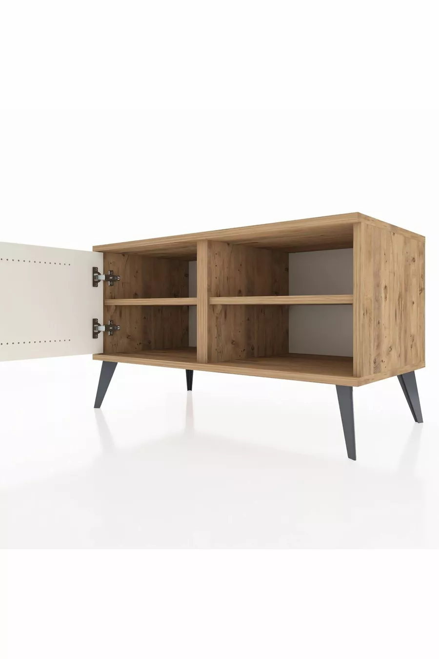 Commode Hyperion 2 étagères avec 1 porte Pin-Ambre/Pin