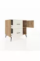 Commode Kronos avec une seule étagère, 2 tiroirs et une porte, pin-pin / pierre de lune