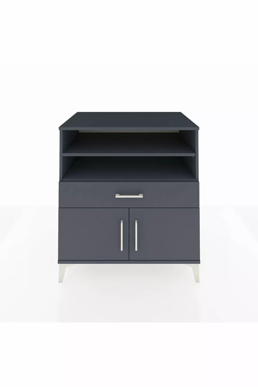 Commode Kronos avec 3 étagères, 1 tiroir et 2 portes, Anthracite-Anthracite
