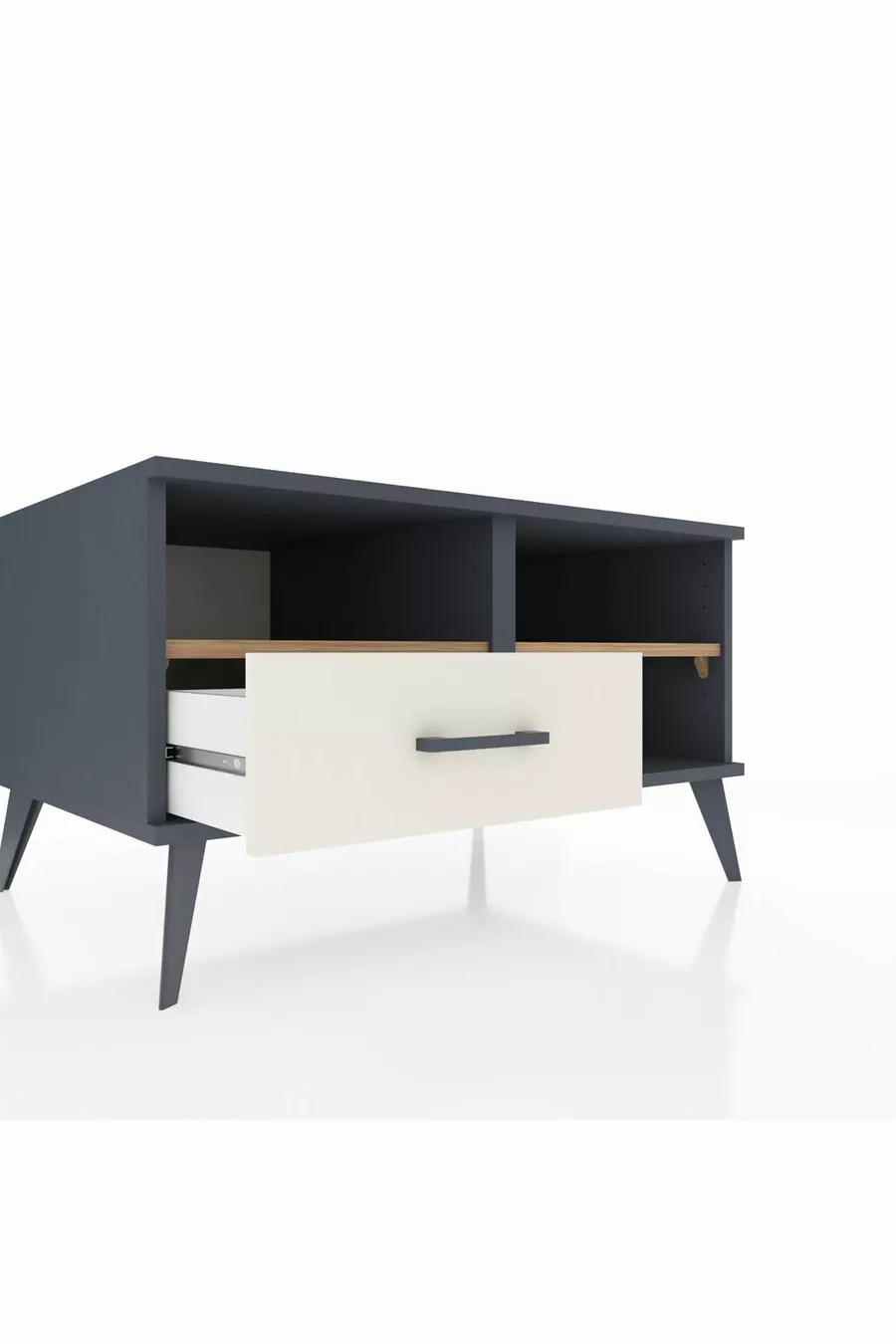 Commode Kronos 2 étagères 1 tiroir Anthracite-Cèdre/Mer de pierre
