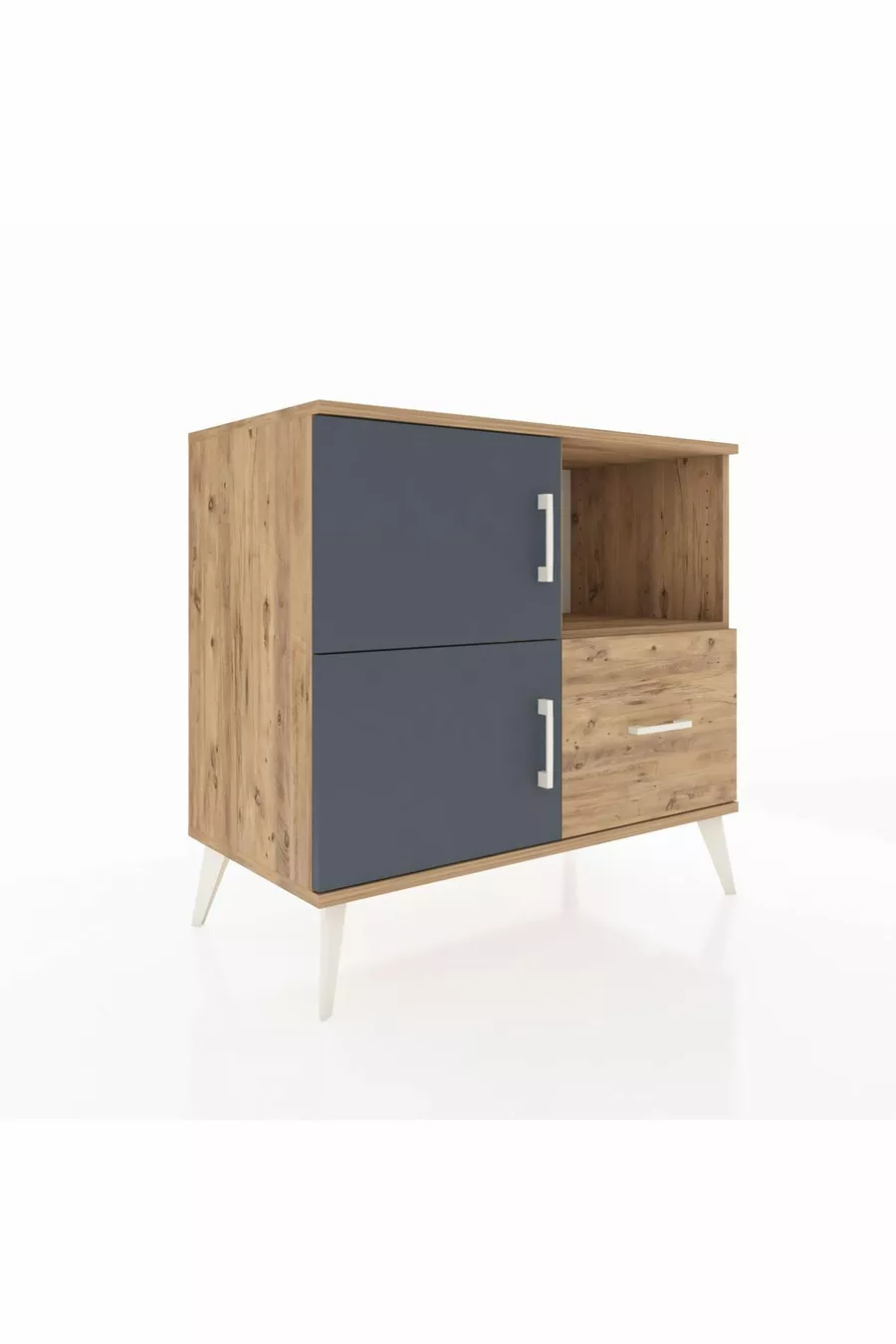 Hyperion Dresser with 2 Shelves, 1 Drawer, and 2 Doors, Pine-Anthracite/Pine
