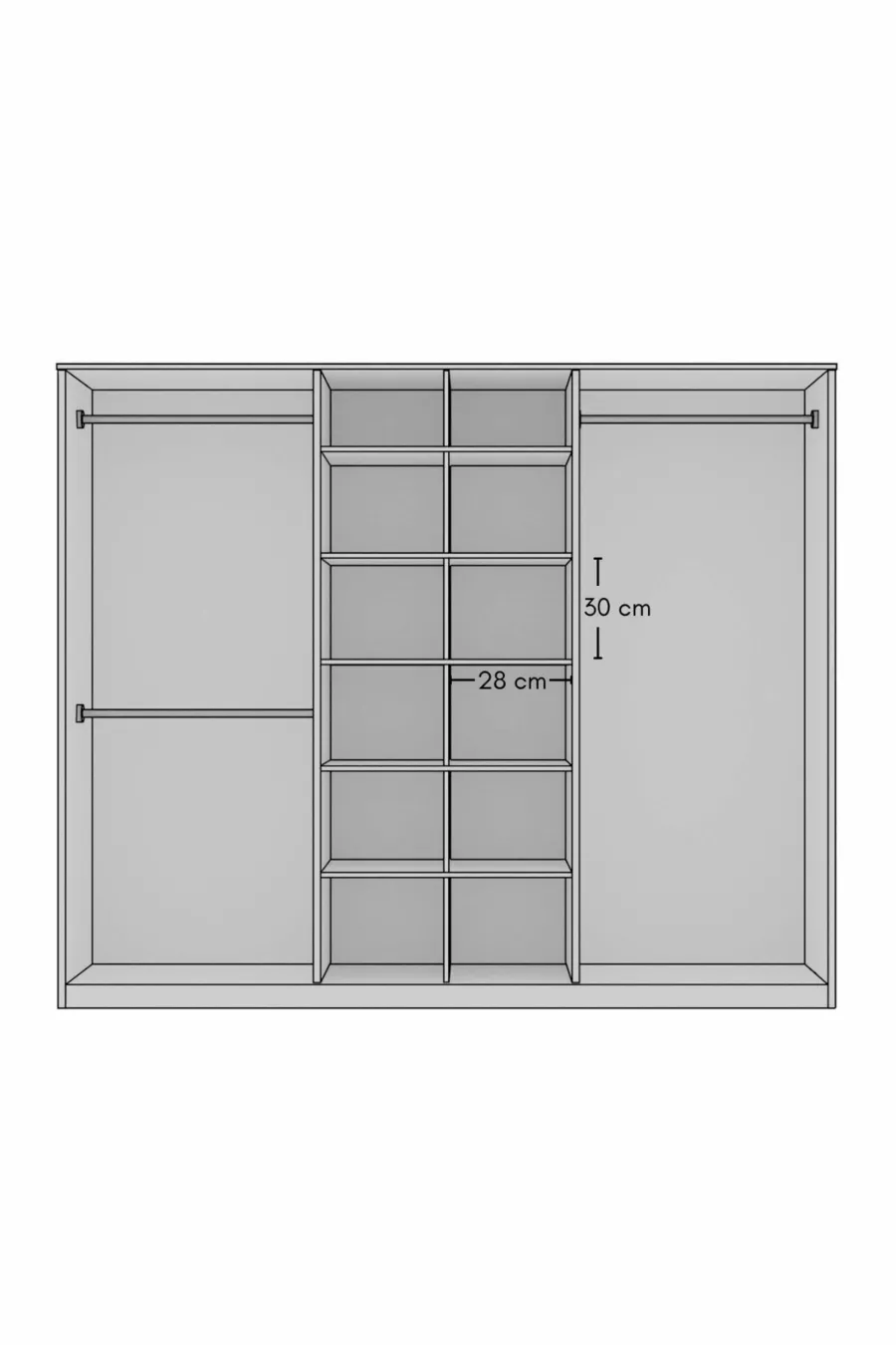 Gm  Placard préféré à 6 portes avec miroir, blanc et noir avec poignées
