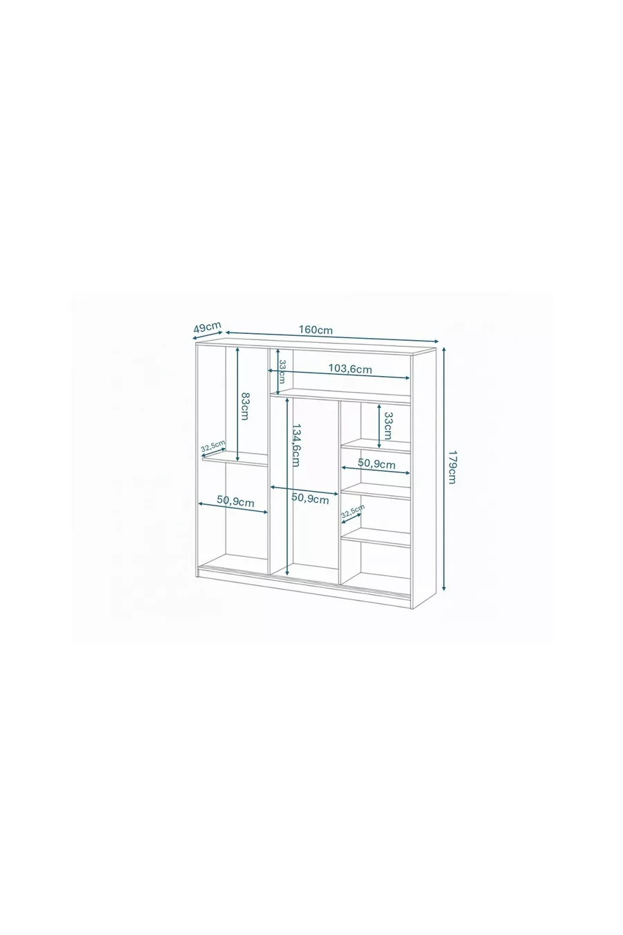 Armadio con Specchio Scorrevole a 3 Ante Samira - Interamente in MDF Rovere