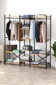-Shelf Metal Wardrobe Metal Hall Stand Open Wardrobe Clothes Cabinet Coat Rack Openix Pine