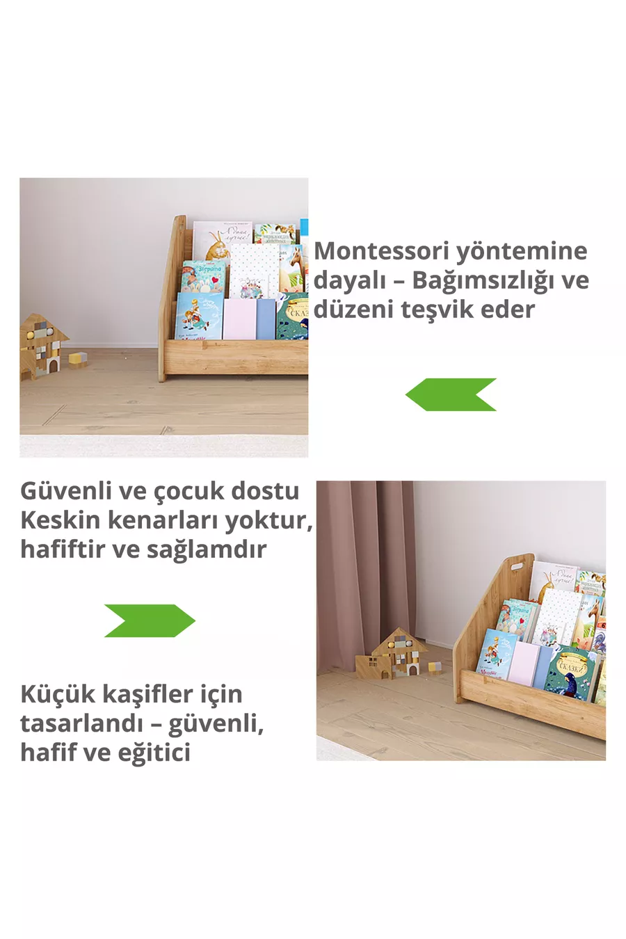 Bibliothèque à livres en bois Anka Montessori
