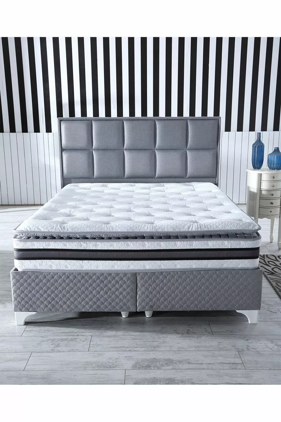 Matelas Ultra Orthopédique Şehrazat avec Ressorts Ensachés et Tissu en Plume de Lapin
