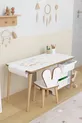 Table d'activités pour enfants à 3 tiroirs avec rouleau de papier pour dessin et chaise lapin