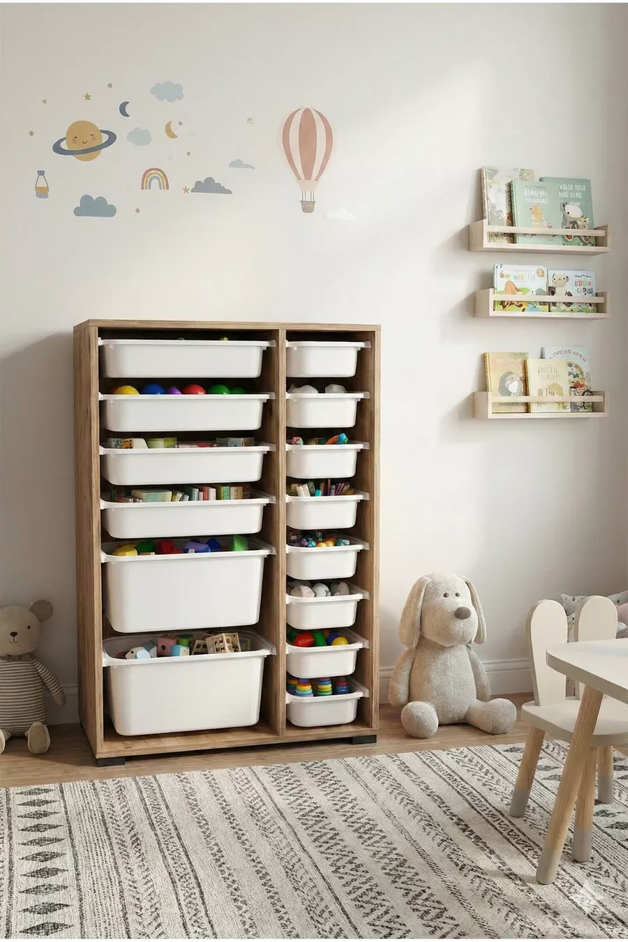 Multi-Purpose Toy Cabinet with Drawers and Storage Unit – Kids' Room Organizer with Gift Tag