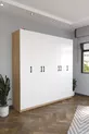 6 Kapaklı  Raflı Gardırop Elbise Dolabı 6 Kapaklı Gardırop Smyrna Safir Meşe Beyaz