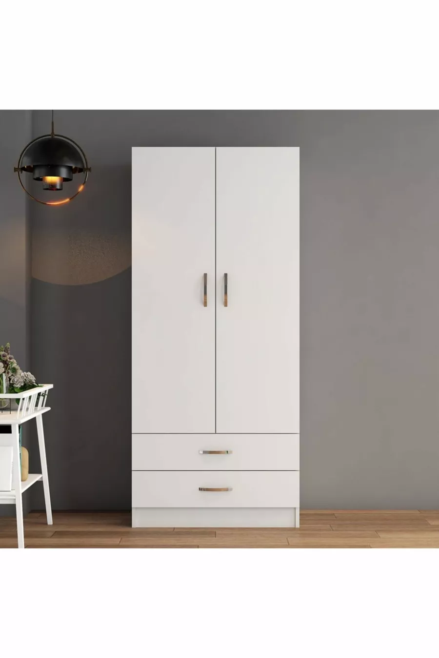 Armoire large à 2 portes et 2 tiroirs Blanc - 