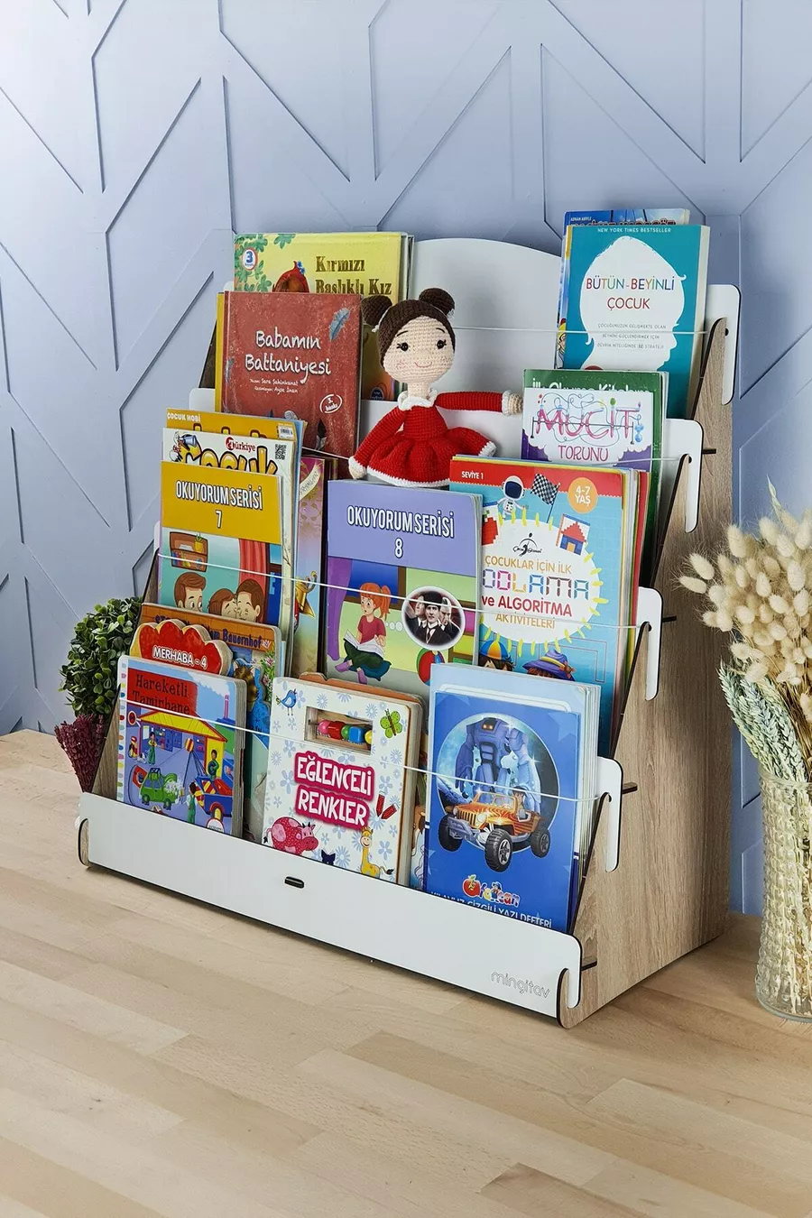 Bibliothèque en bois pour chambre d'enfant Lucky Montessori à 4 étagères