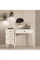 TOELETT ROSE CON SPECCHIO (CON GAMBE IN LEGNO) CON STRUTTURA IN MDF E 4 CASSETTI, COLORE BIANCO