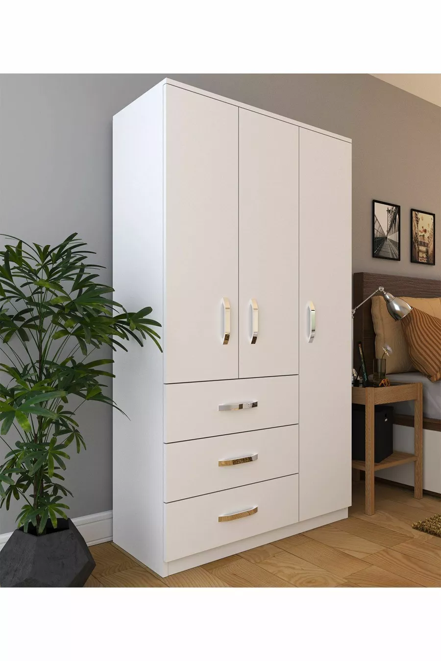Armoire Ece Lüx à 3 portes et 3 tiroirs
