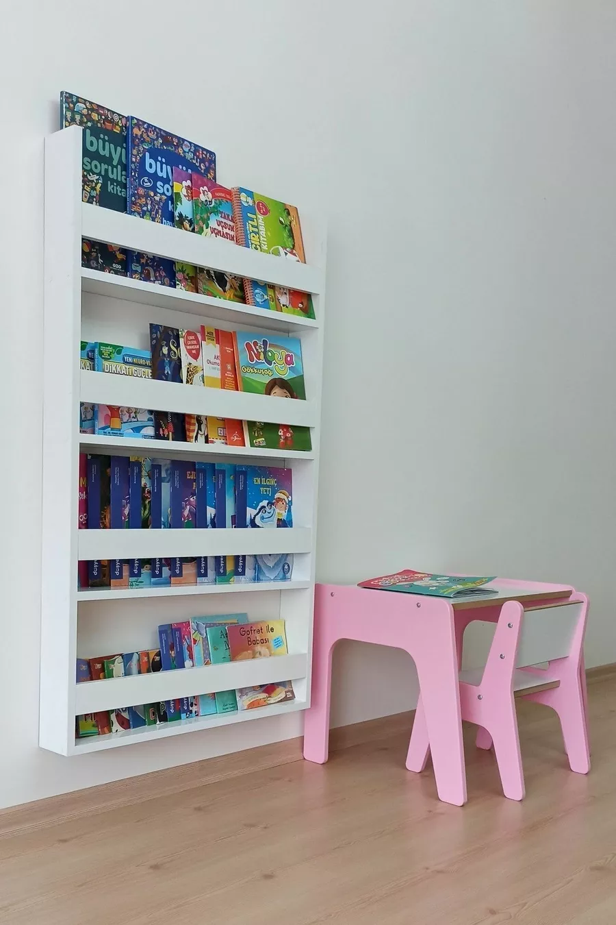 Bibliothèque Montessori & Bibliothèque pour chambre d'enfant & Bibliothèque éducative pour bébé à 4 étagères, blanche