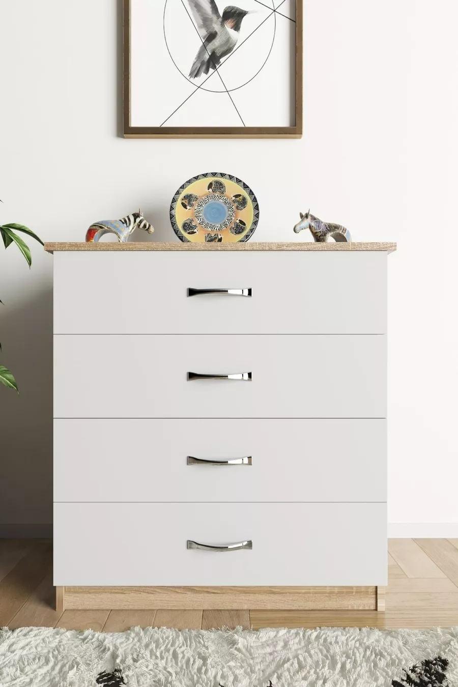 Ae Açelya Commode de luxe à 4 tiroirs Sonoma
