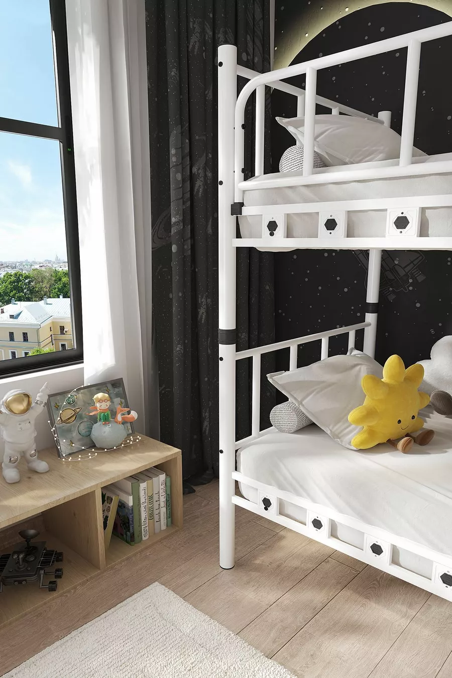 Zambak Kinderzimmer Metall-Etagenbett und Einzelbett Schwarz