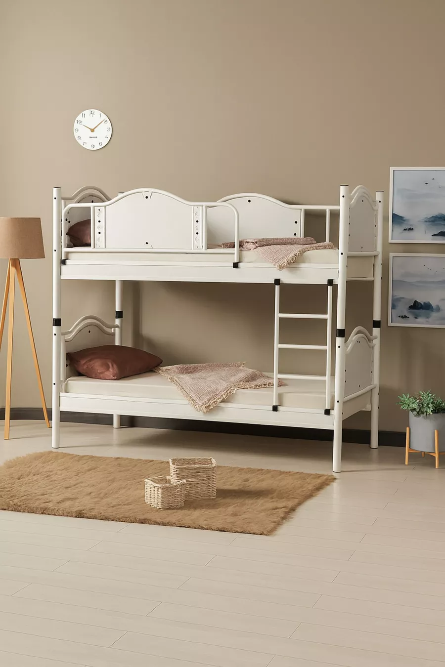 Avangard Houten Hoofdeinde Metalen Stapelbed En Bedframe Wit