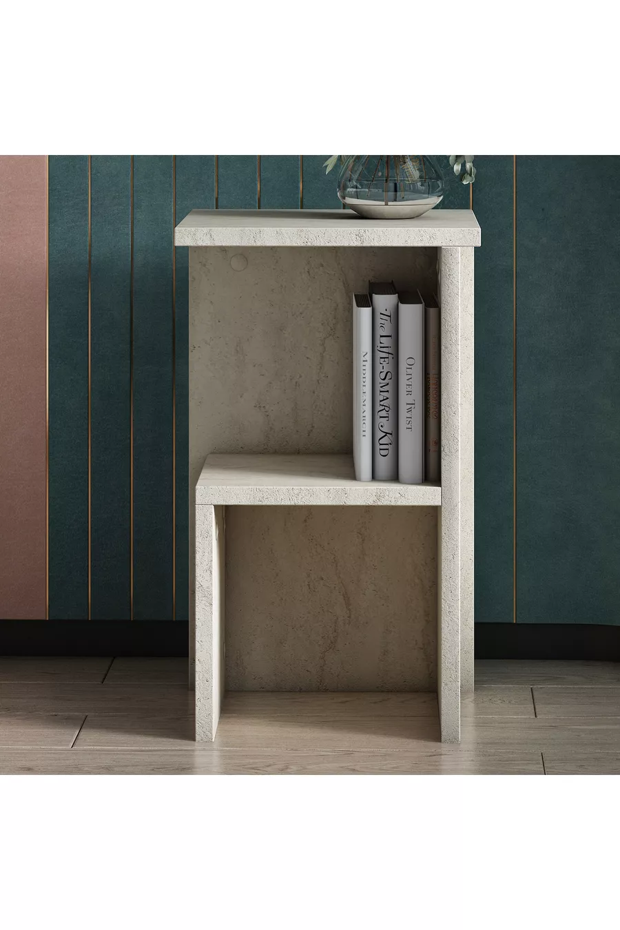 Roisin Modern Comodino Polifunzionale & Tavolino Laterale Travertino