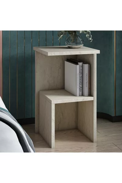 Roisin Modern Multipurpose Nightstand & Side Table Travertine