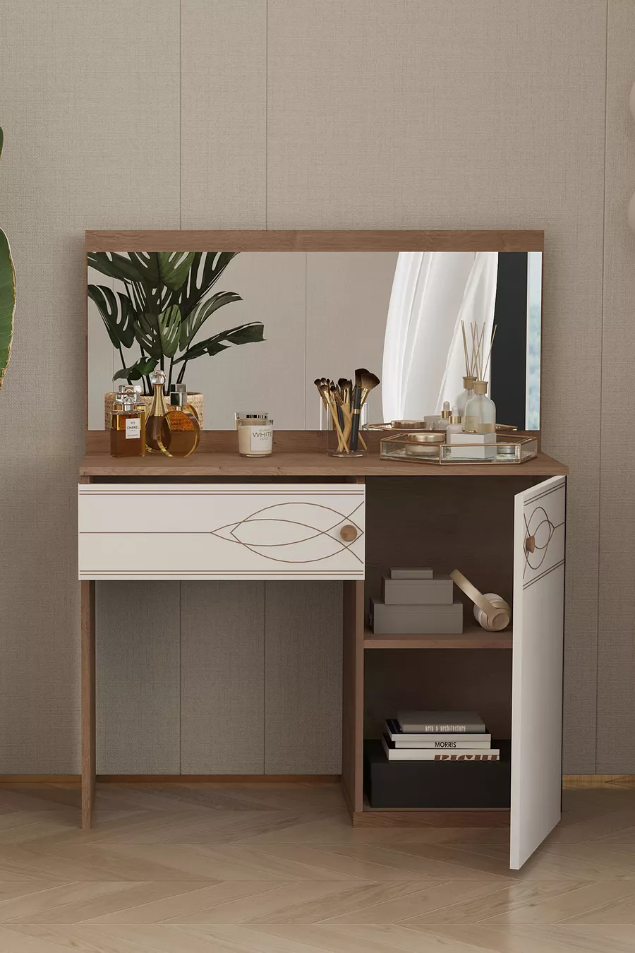 Alvin Mirrored Dresser - Yellow Oak