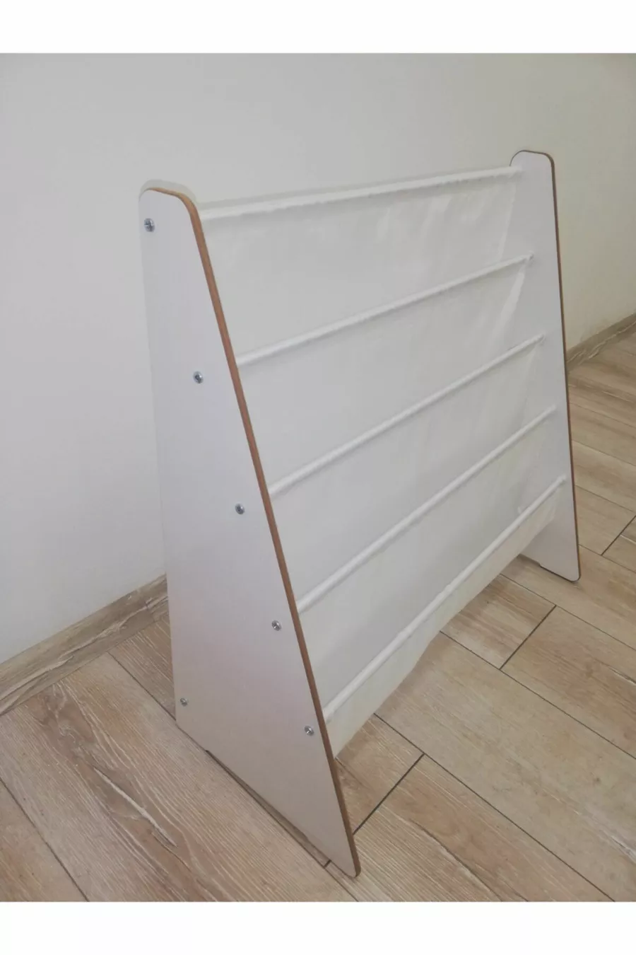 Bibliothèque en tissu Montessori pour maternelle, école, chambre d'enfant, en bois, lavable, blanc