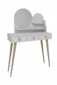 Coiffeuse en bois avec miroir et tiroirs Ruges sur pieds, blanc - Ruges