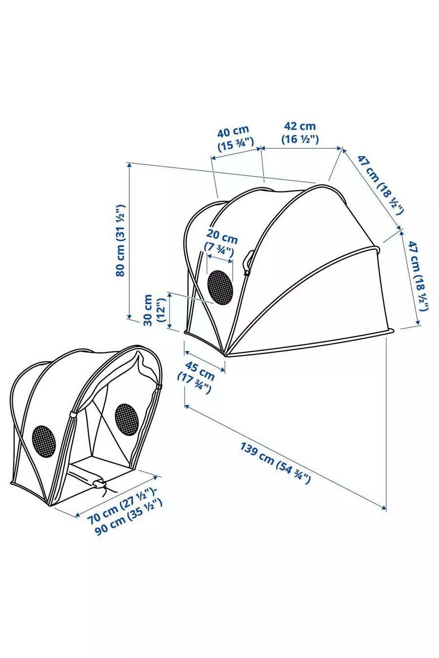 Adjustable width bed canopy, blue-green, Height: cm Width: // cm