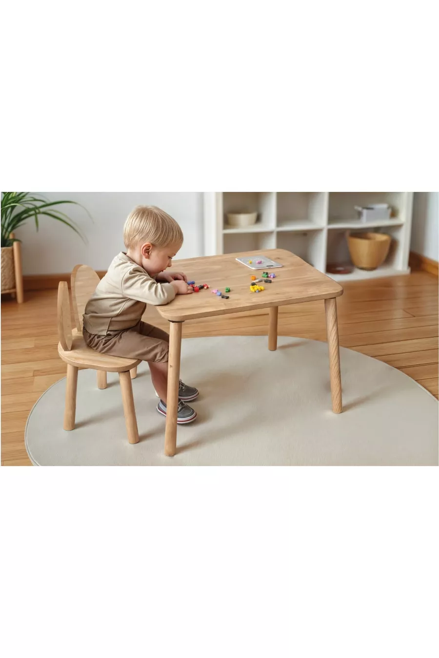 Table d'activité Safir Chêne Naturel avec 1 Chaise Ensemble Table et Chaise pour Enfant