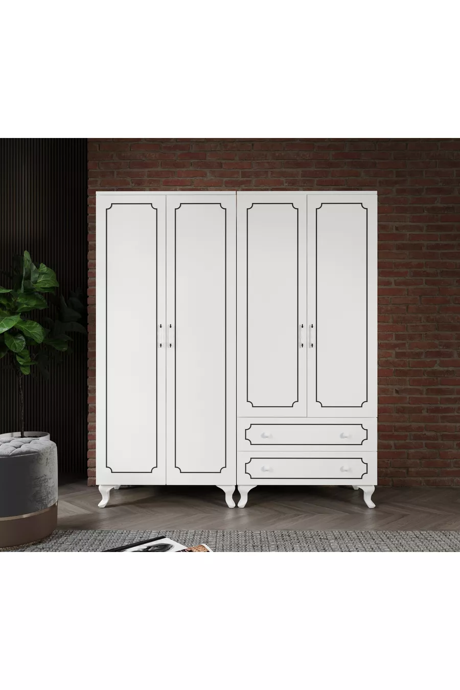 Armoire modulaire à 4 portes et 2 tiroirs, penderie - MDF de première qualité
