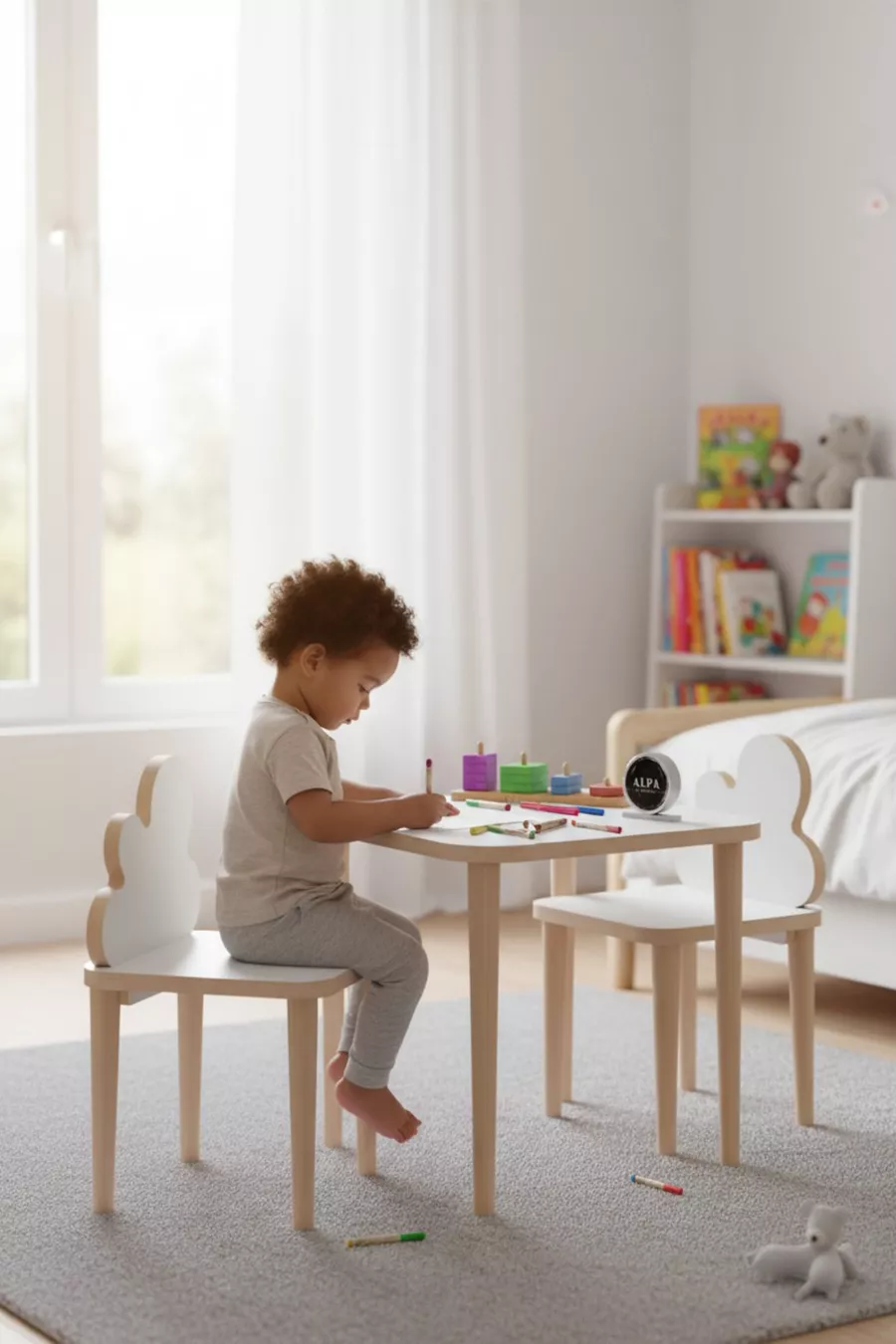 Ensemble table et chaises pour enfants de 2 à 5 ans - Table de jeu et d'activités avec surface effaçable