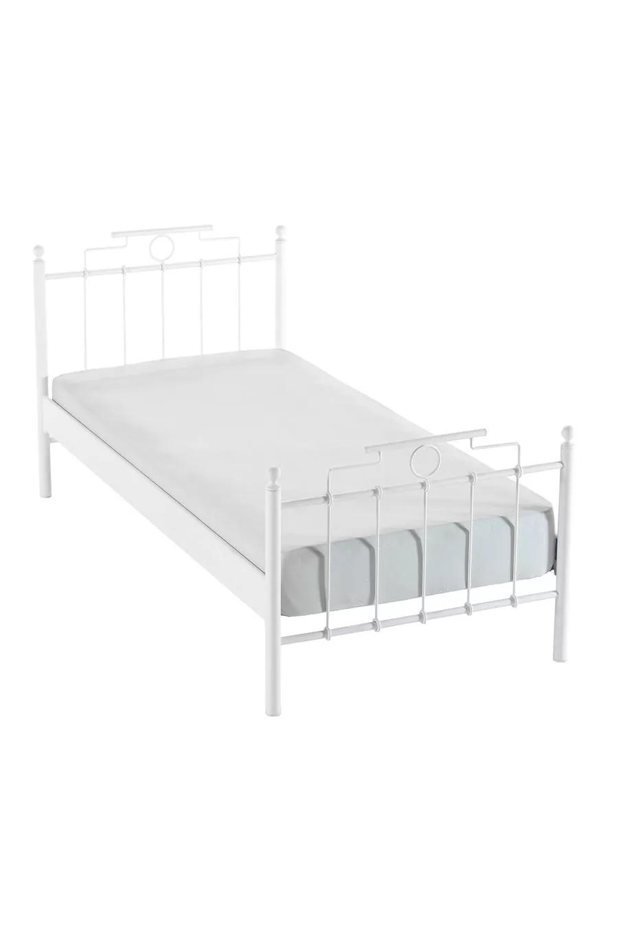 Letto singolo in ferro battuto Hatkus - bianco (con doghe in legno)