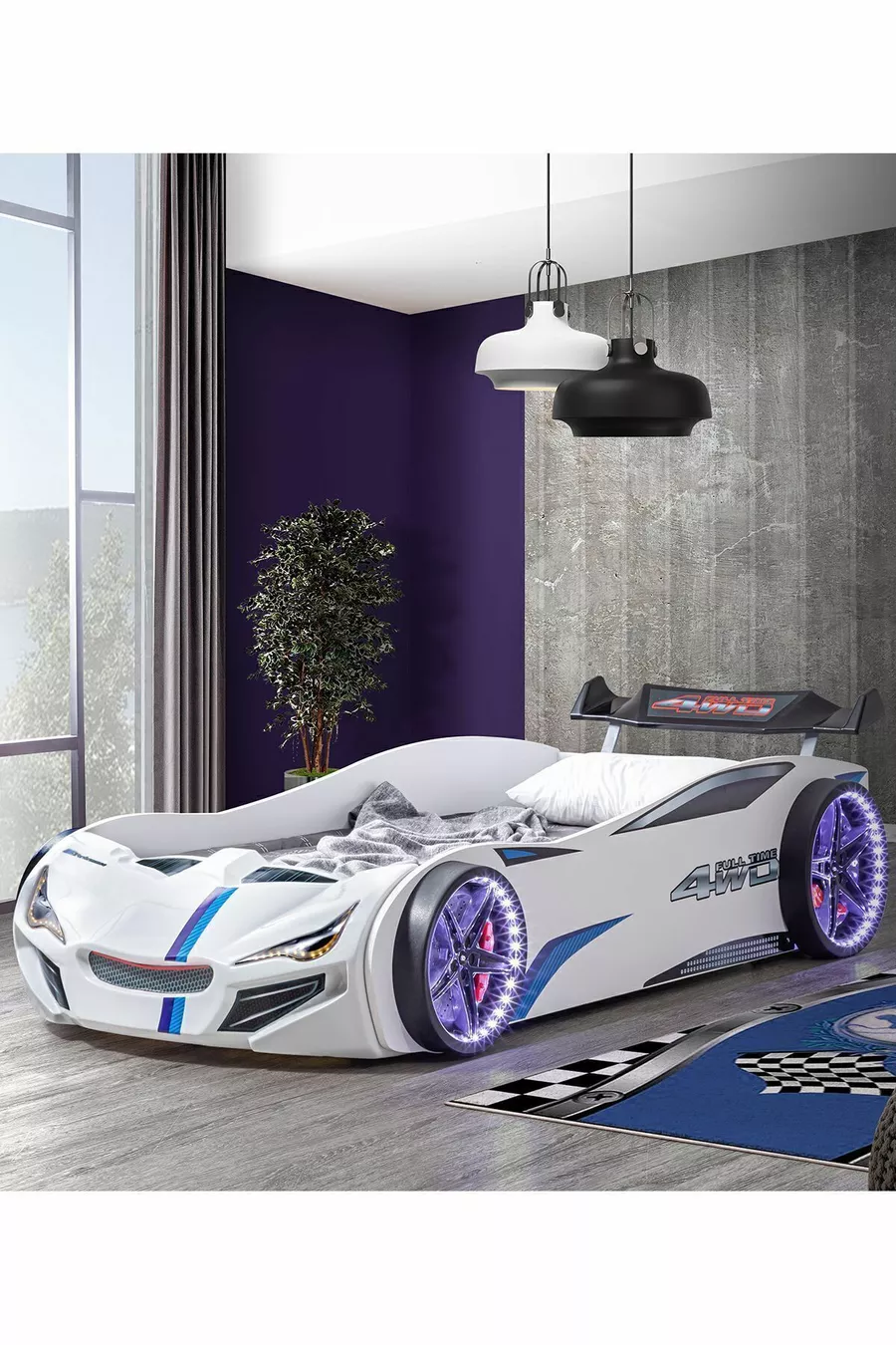 Car Bed, Merso Windshield Full LED Car Bed - White