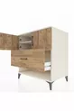 Commode Kronos avec 2 étagères, 1 tiroir et 2 portes, Pierre de Lune-Sapin