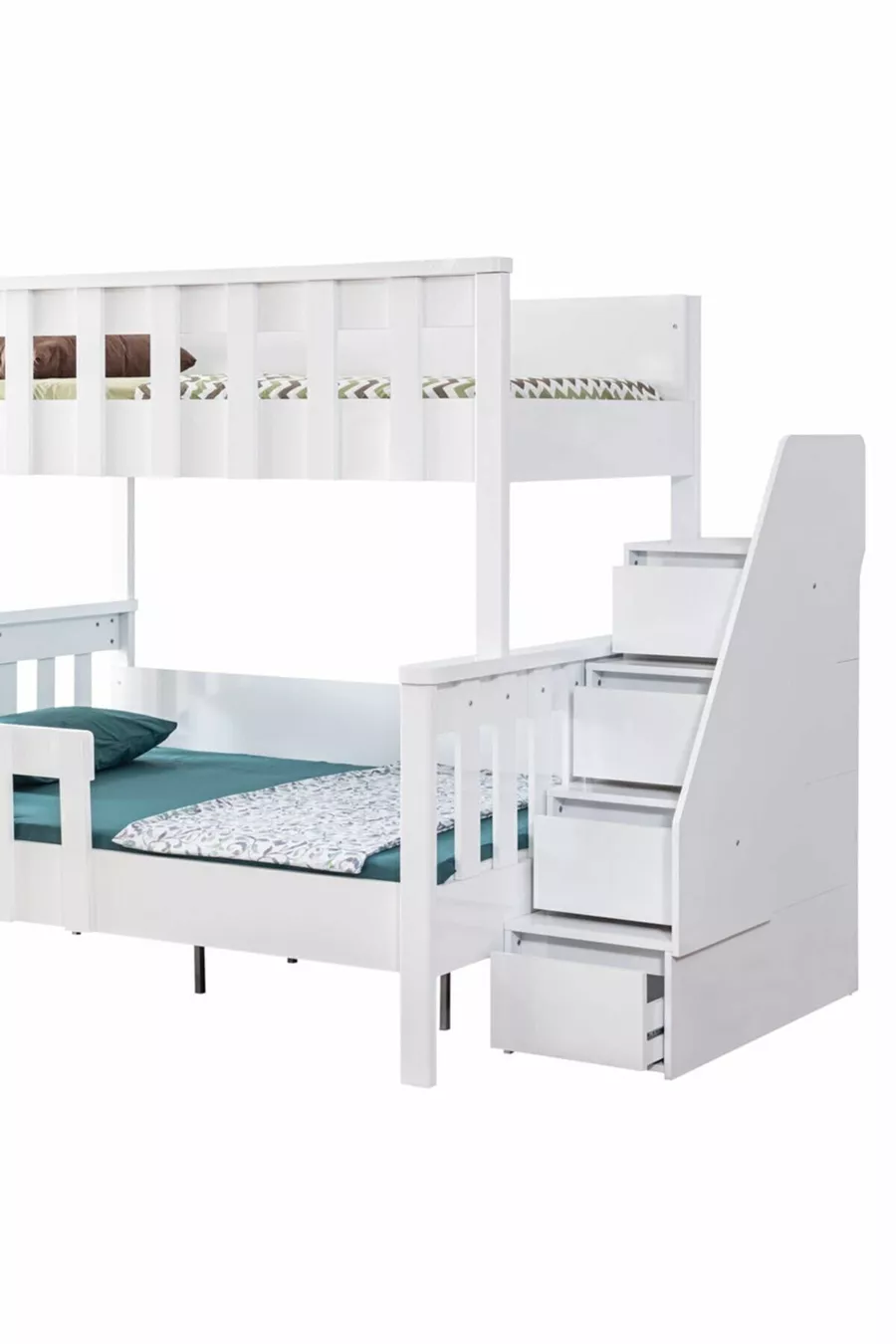 Lit superposé en profilé MDF, Lit superposé Deluxe séparable - Blanc