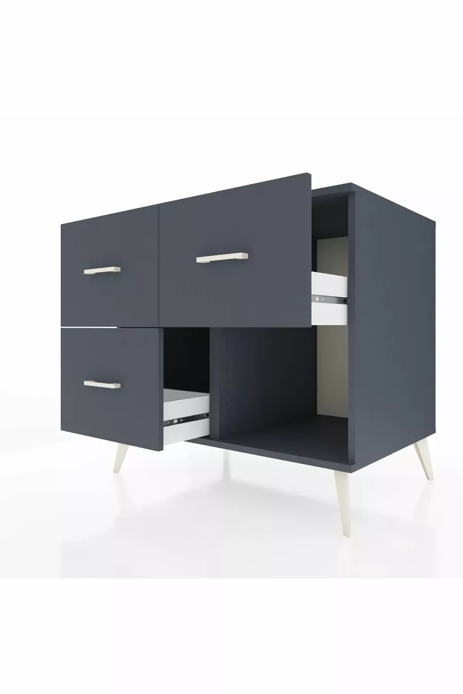 Commode Kronos 3 tiroirs Anthracite-Anthracite