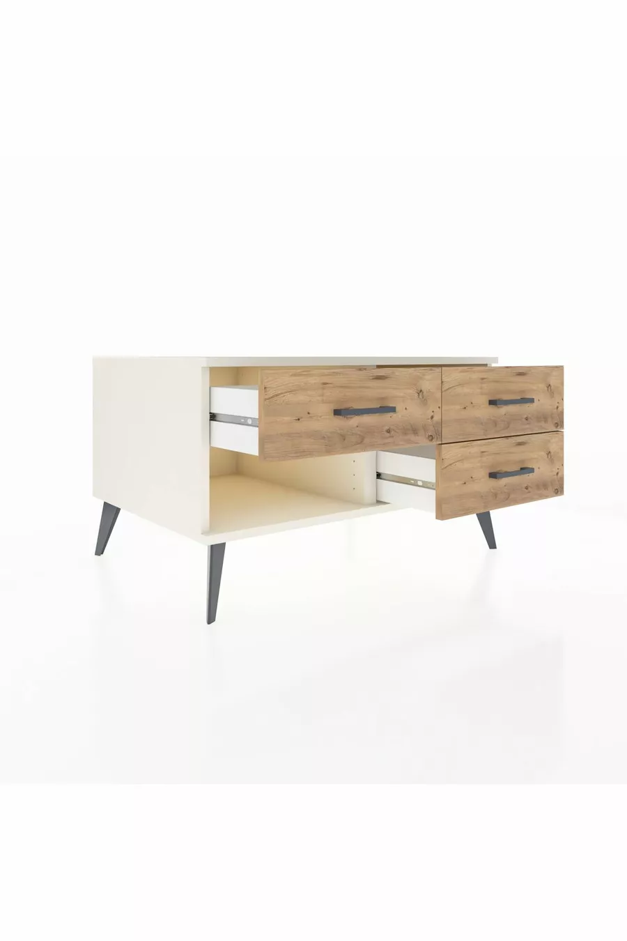 Commode Kronos 3 tiroirs Pierre de lune/Pin