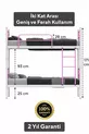 Lit superposé Koza Ranza compatible avec matelas, rose clair, métal détachable
